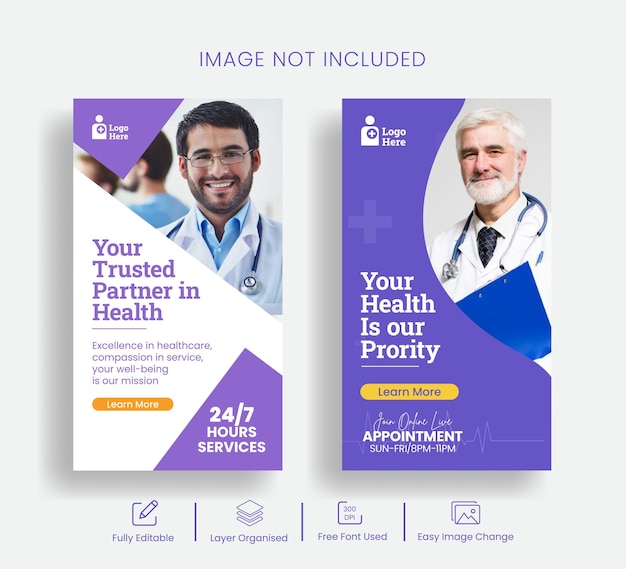 Medical healthcare instagram stories and social media story facebook story template