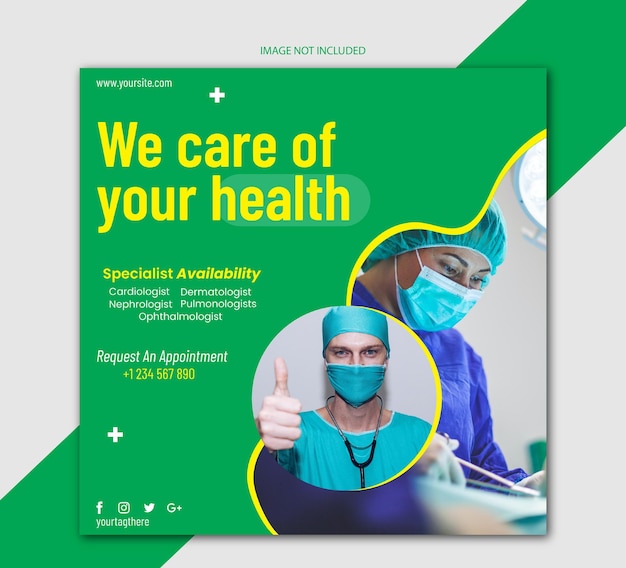 medical healthcare leaflet flyer or social media post premium eps template