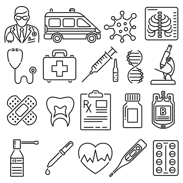 Medical Healthcare Line Icons Set