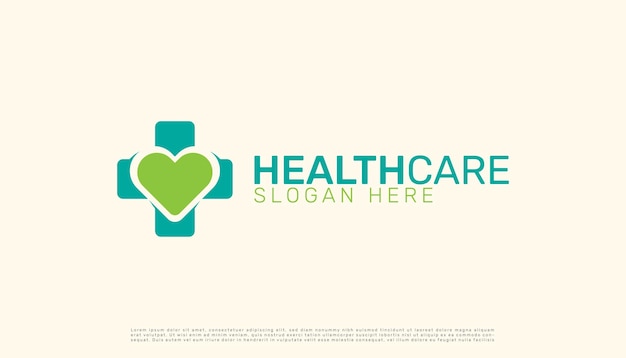 Medical healthcare logo with plus sign and a heart put together creatively vector logo