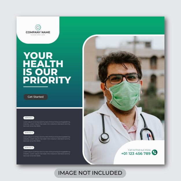 Medical and healthcare post banner template design