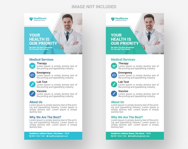 Medical healthcare rack card or dl flyer design template