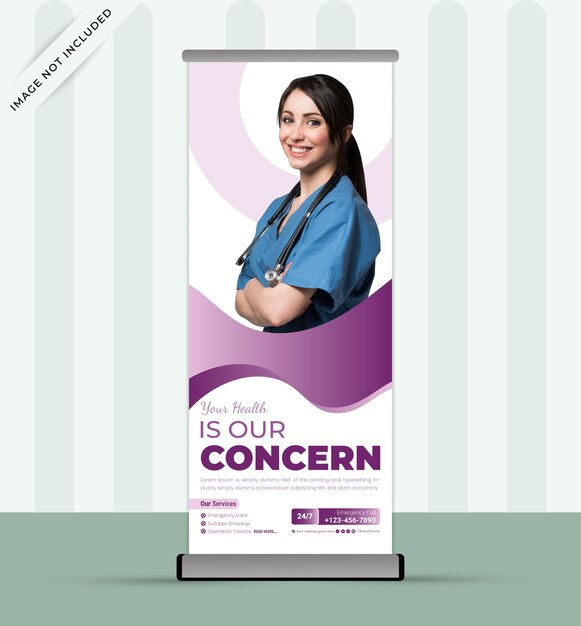 Vector medical healthcare roll up banner and medical healthcare banner design template