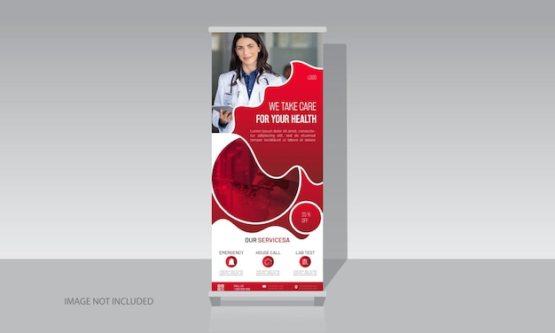 Medical healthcare roll up banner stand template for hospital and doctor promotion