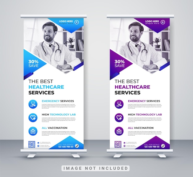 Medical healthcare roll up dental x banner corporate business company standee banner design template