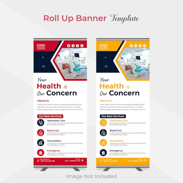 Medical Healthcare roll up stand banner template design