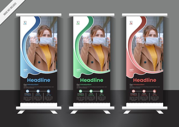 Medical and healthcare roll up stand banner template design