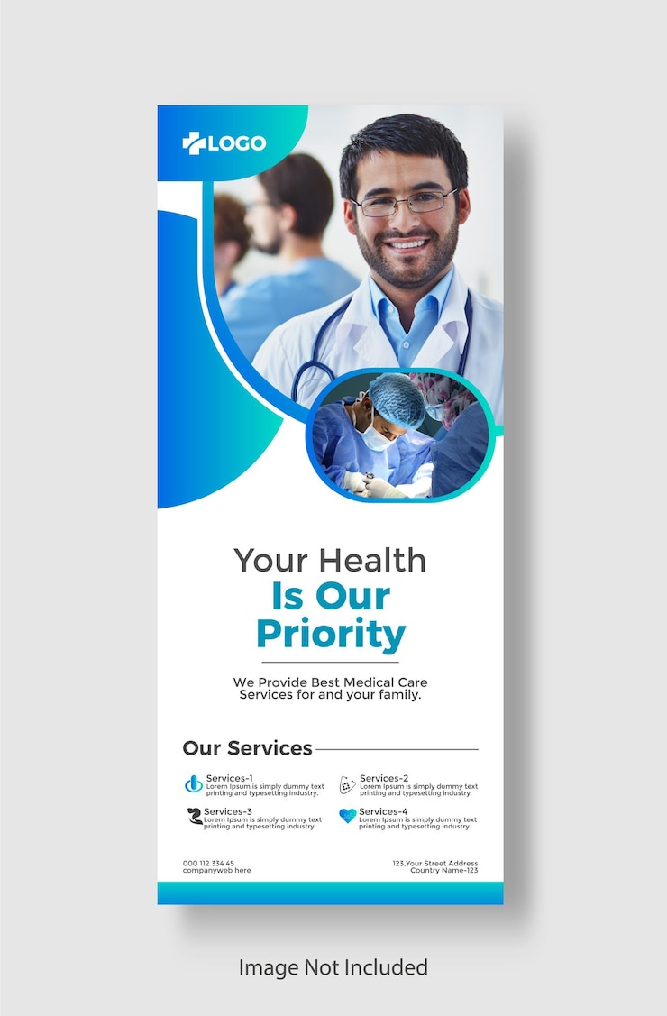 Medical healthcare rollup banner and medical healthcare banner design template