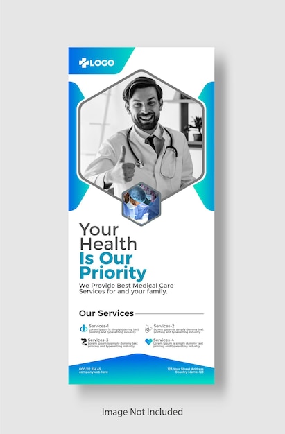 Vector medical healthcare rollup banner and standee medical healthcare design template