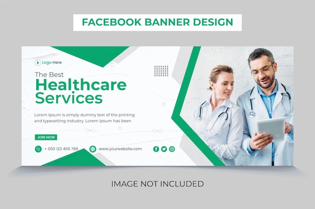 Servizi sanitari medici facebook cover web banner template premium vector