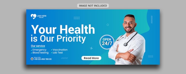 Medical healthcare services facebook cover and web banner template