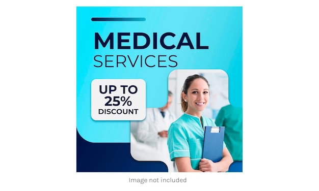 인스타그램 페이스북과 링크드인에 간호사와 의사와 함께하는 의료 및 의료 서비스 게시물