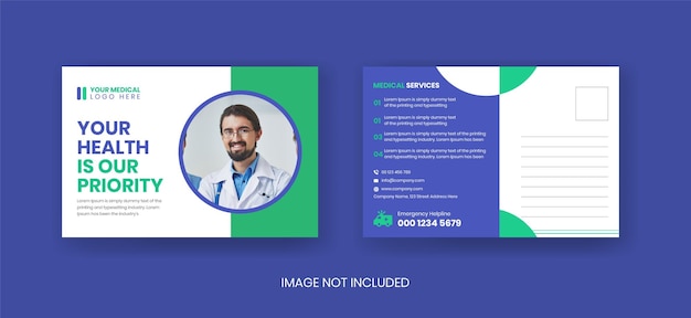 Medical healthcare services postcard design