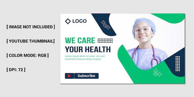 Medical healthcare services provide youtube or any video thumbnail, video cover, web banner Template