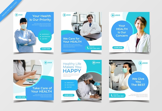 Medical healthcare social media banner for instagram post template