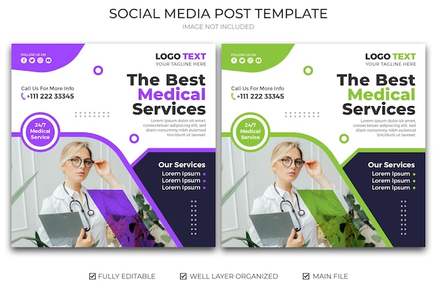 Vector medical healthcare social media banner template design