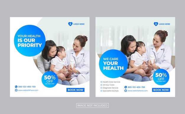 Vector medical healthcare social media banner