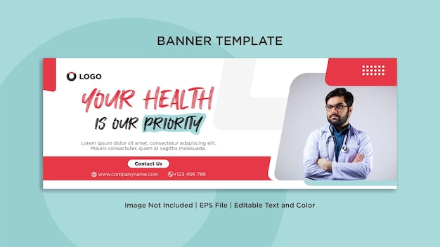 Medical healthcare social media facebook cover or banner template