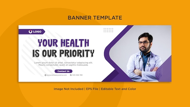 Medical healthcare social media facebook cover or banner template