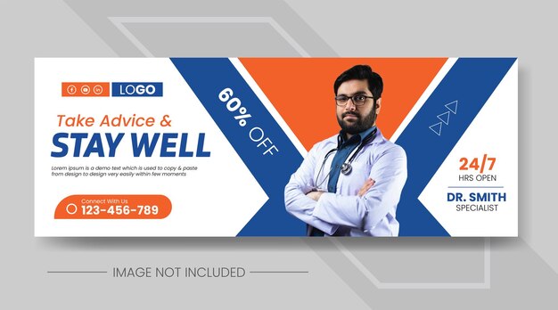 Vector medical healthcare social media facebook timeline cover design or instagram web banner template