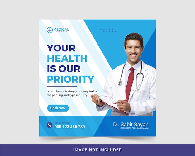 Medical healthcare social media and Instagram post banner Premium Vector