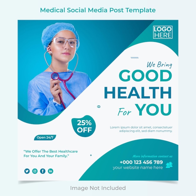 Medical healthcare social media and instagram post banner template design