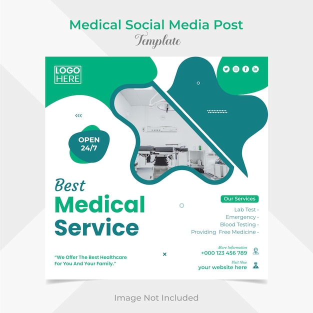 Medical healthcare social media and instagram post banner template design