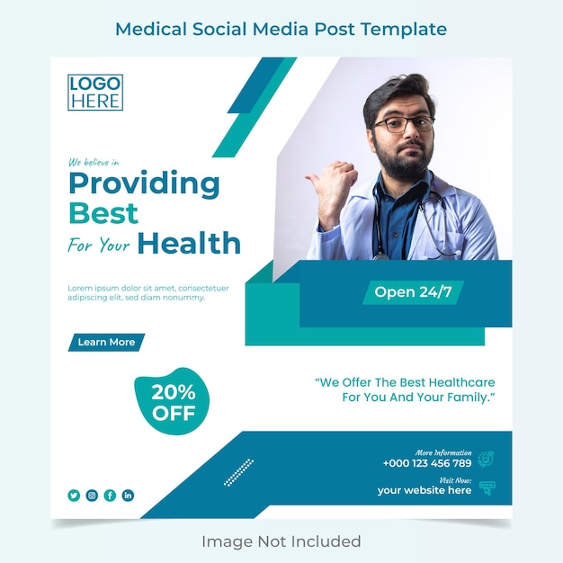 Vettore social media sanitari medici e design del modello di banner post instagram