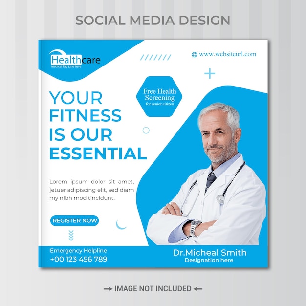 Medical healthcare social media or instagram post and web banner template