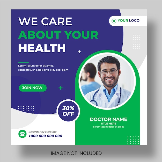 Medical healthcare Social Media Post banner design Template