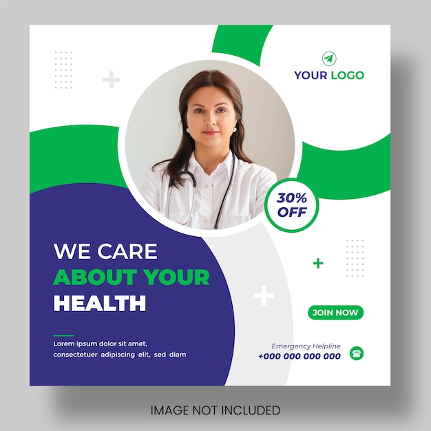 Vector medical healthcare social media post banner design template