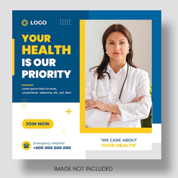 Medical healthcare Social Media Post banner design Template