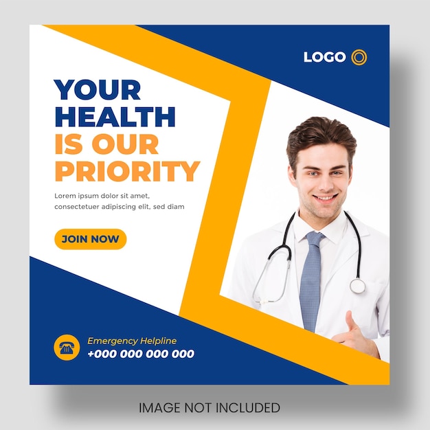 Medical healthcare Social Media Post banner design Template