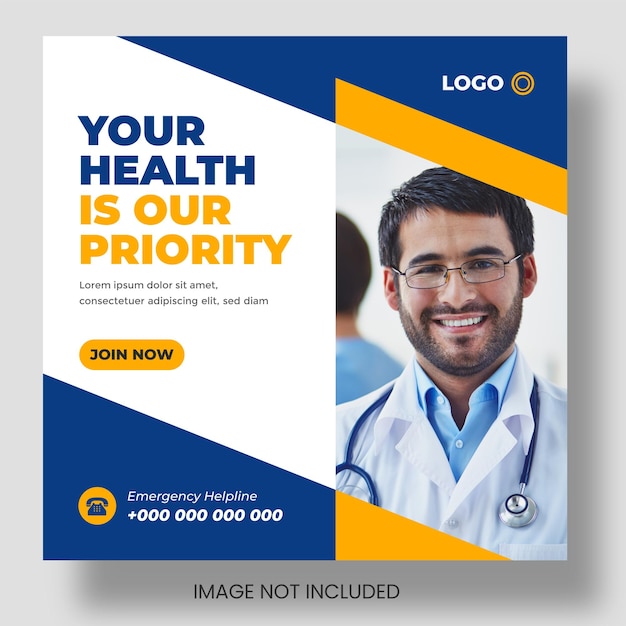 Medical healthcare Social Media Post banner design Template