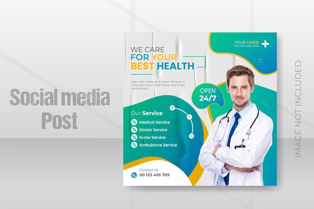 Medical healthcare social media post design or creative Instagram story and flyer template