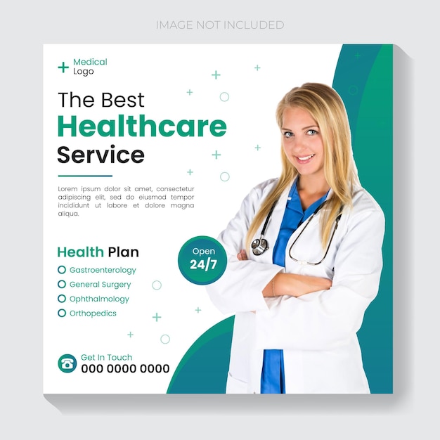 Medical healthcare social media post design and new web banner design template