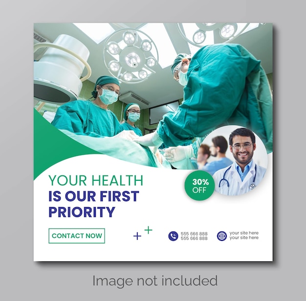 Medical healthcare social media post design promotion banners for hospitals clinics doctor