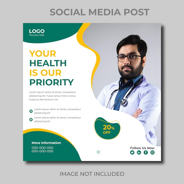 Medical Healthcare Social Media Post Design or Social Media Post Template