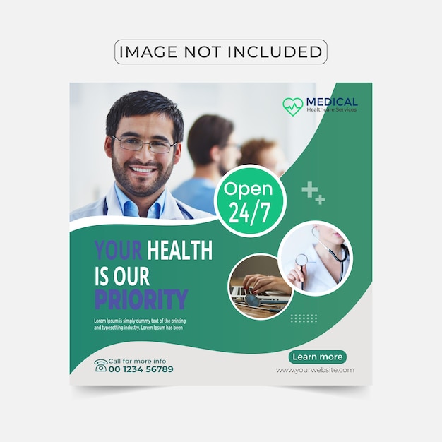 Medical healthcare social media post design template design