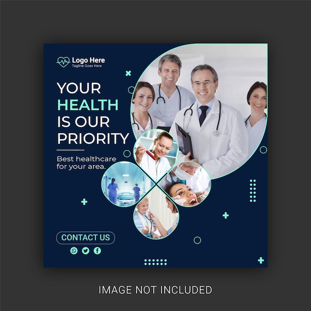 Vector medical and healthcare social media post design template