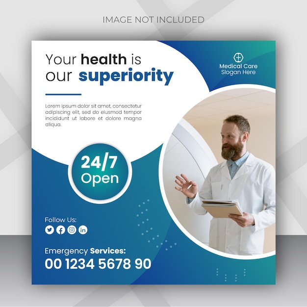 Medical healthcare social media post design template