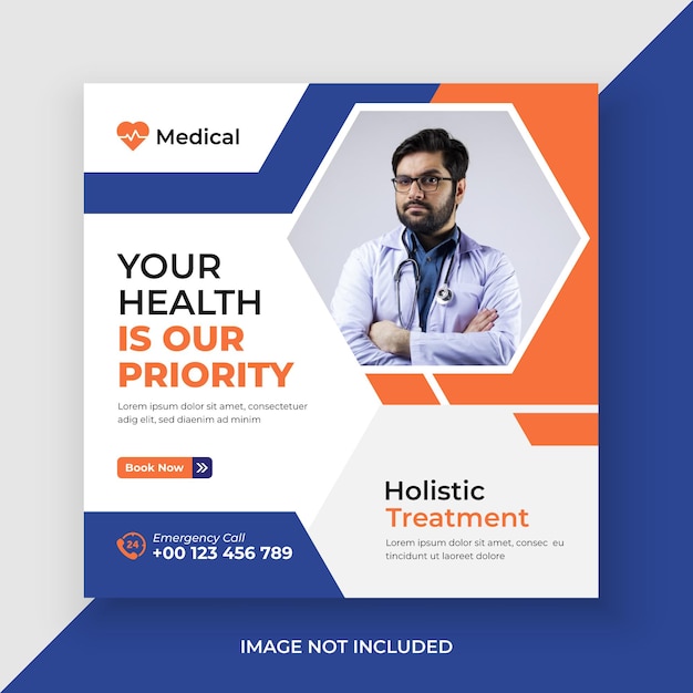 Medical healthcare social media post and editable web banner template