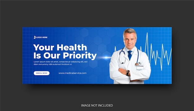 medical healthcare social media post or facebook cover banner design template 