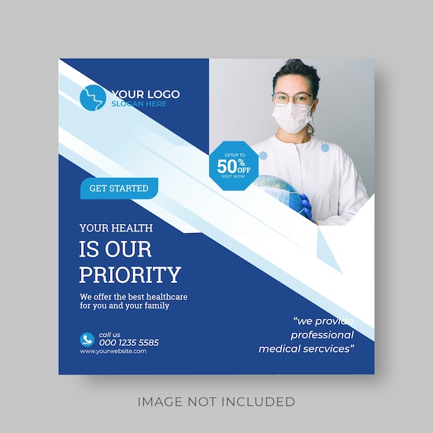 Medical healthcare social media post and flyer design template