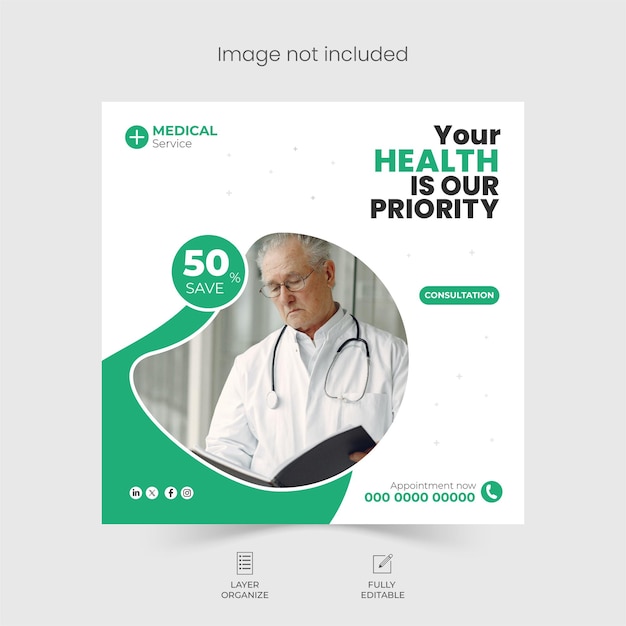 Medical healthcare social media post and Instagram ads template design