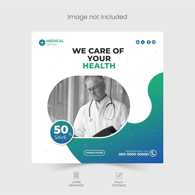 Medical healthcare social media post and Instagram ads template design