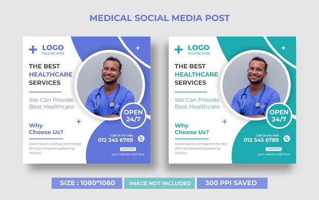 Vector medical healthcare social media post instagram marketing  web banner design