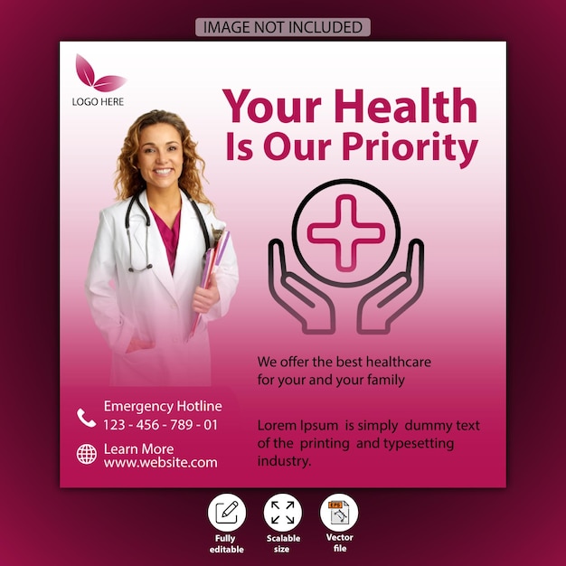 Medical healthcare social media post and instagram post template premium vector