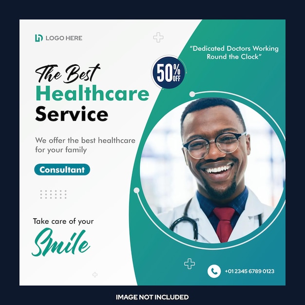 Medical healthcare social media post sjabloon Instagram web banner ontwerp