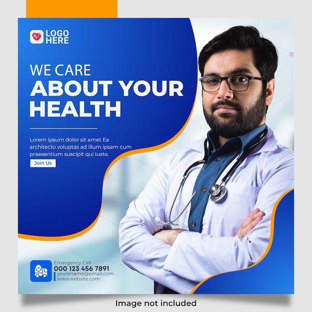 Medical healthcare social media post template banner design Premium Vector